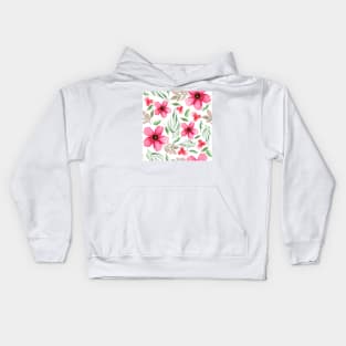 Pink Florals | Watercolor | Pattern | Blue Kids Hoodie